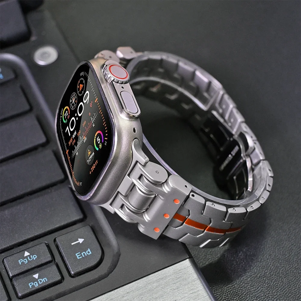 

Stainless Steel Strap for Apple Watch Ultra 2 49mm 45mm 44mm 42mm Titanium Color Band for iWatch Series 9 8 7 6 5 4 se Bracelet