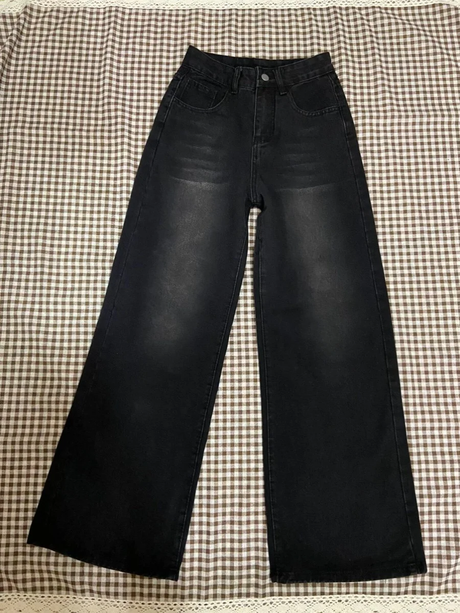 

Loose Straight Leg Men's Jeans plus Size 300 Pounds Black Wide Leg Casual Summer Vintage Dungarees Classic Long Trousers