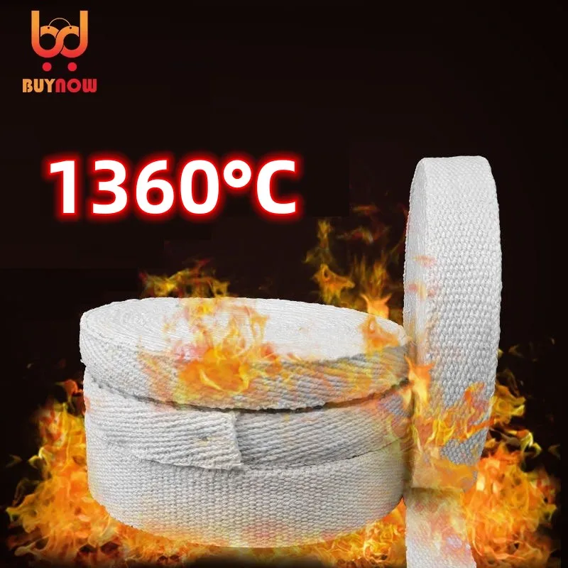 2mm 3mm 5mm 7mm thick Ceramic fiber tape 1360℃ flame retardant heat resistant and fireproof tape glass fiber winding cloth tape