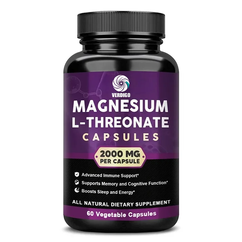Highly Absorbable Magnesium L Threonate - Enhances Brain Health, Memory, Focus, Cognition, Relaxation,and Peaceful Sleep Support