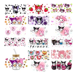 MINISO-Autocollants 3D imperméables pour verres étiez by, décalcomanies de transfert UV, enveloppes de tasses, personnages Kuromi et Kitty Friend, DTF, 16oz