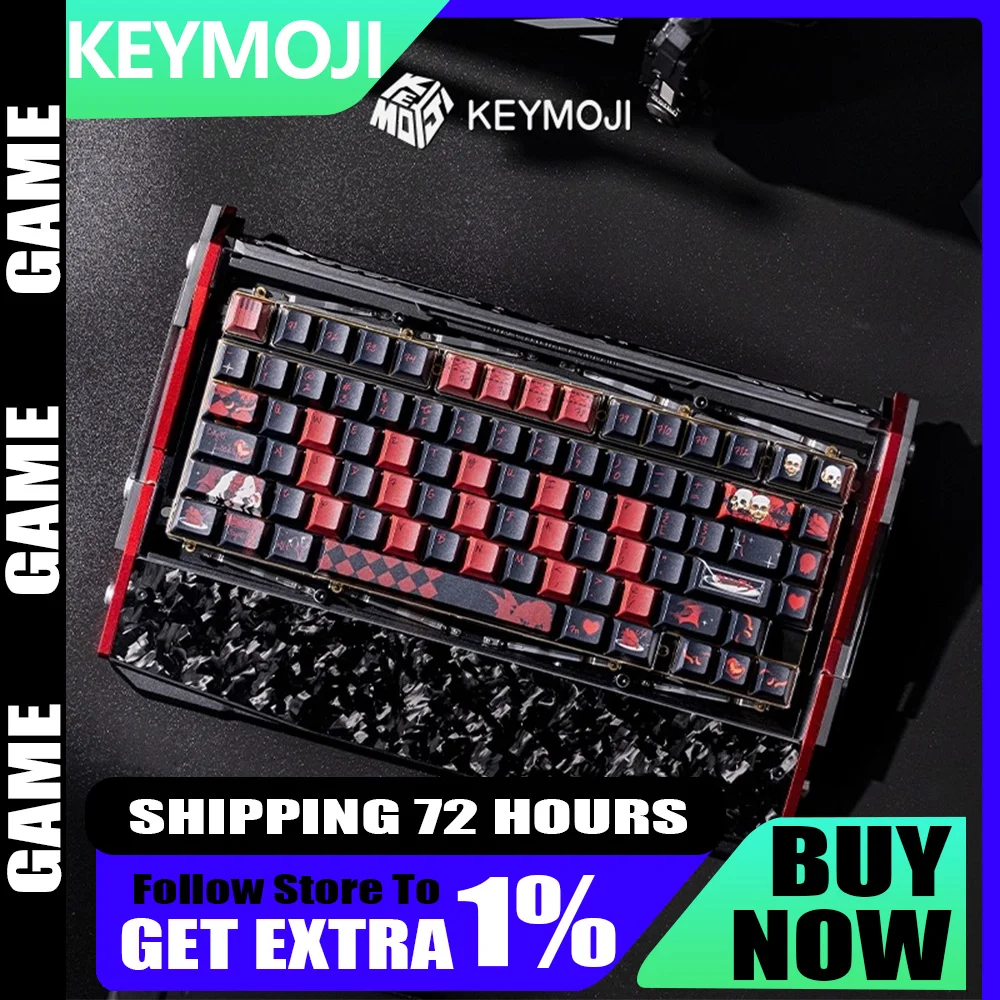 

KEYMOJI Gothic Lolita Keycaps 150Key PBT Material Shine-Through Dye-Sub Printed OEM Design for Wooting 60HE Mechanical Keyboards
