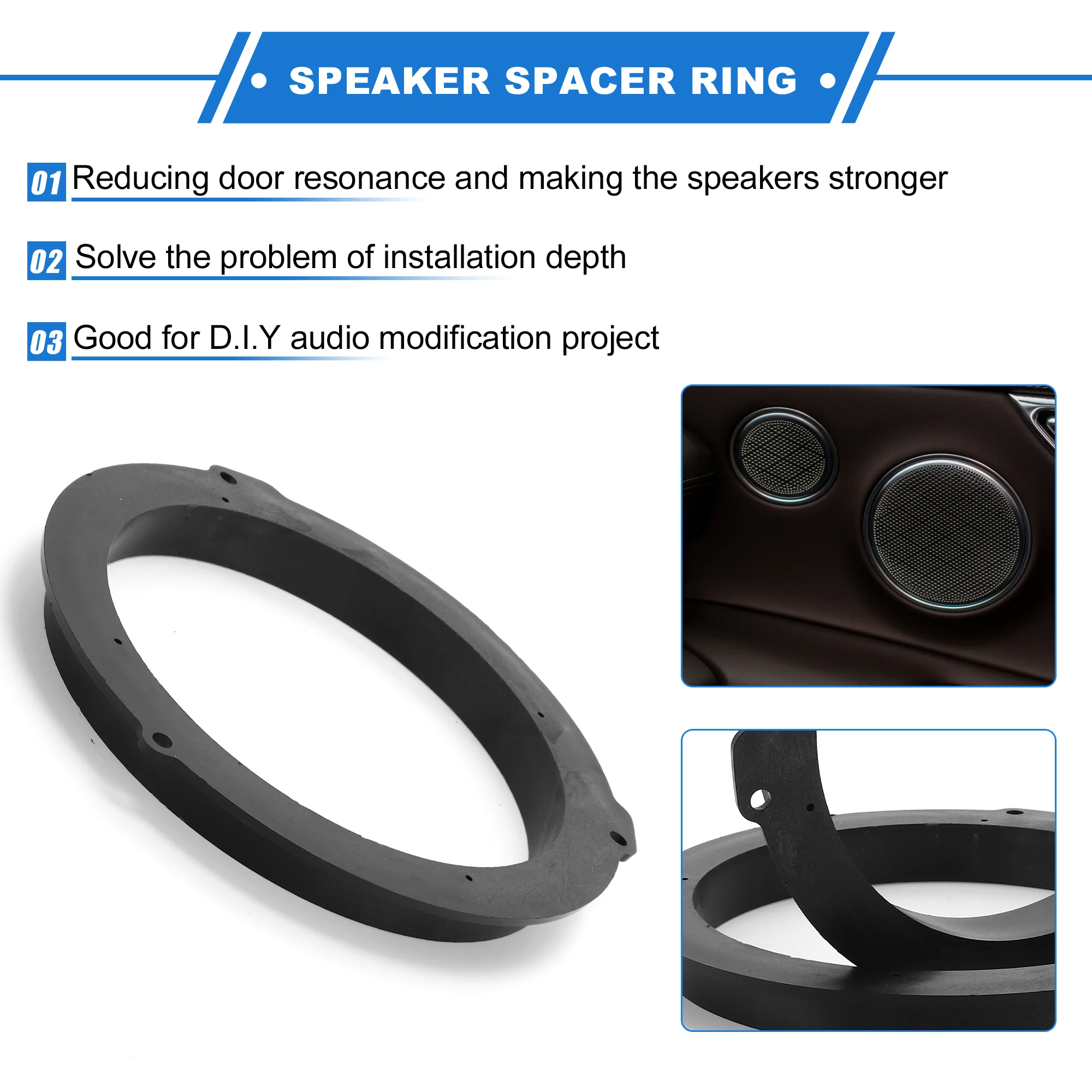 UXCELL Speaker Spacer Ring Tweeter Speaker Spacer Adapter for Ford Edge for 6.5'' 2 Pcs