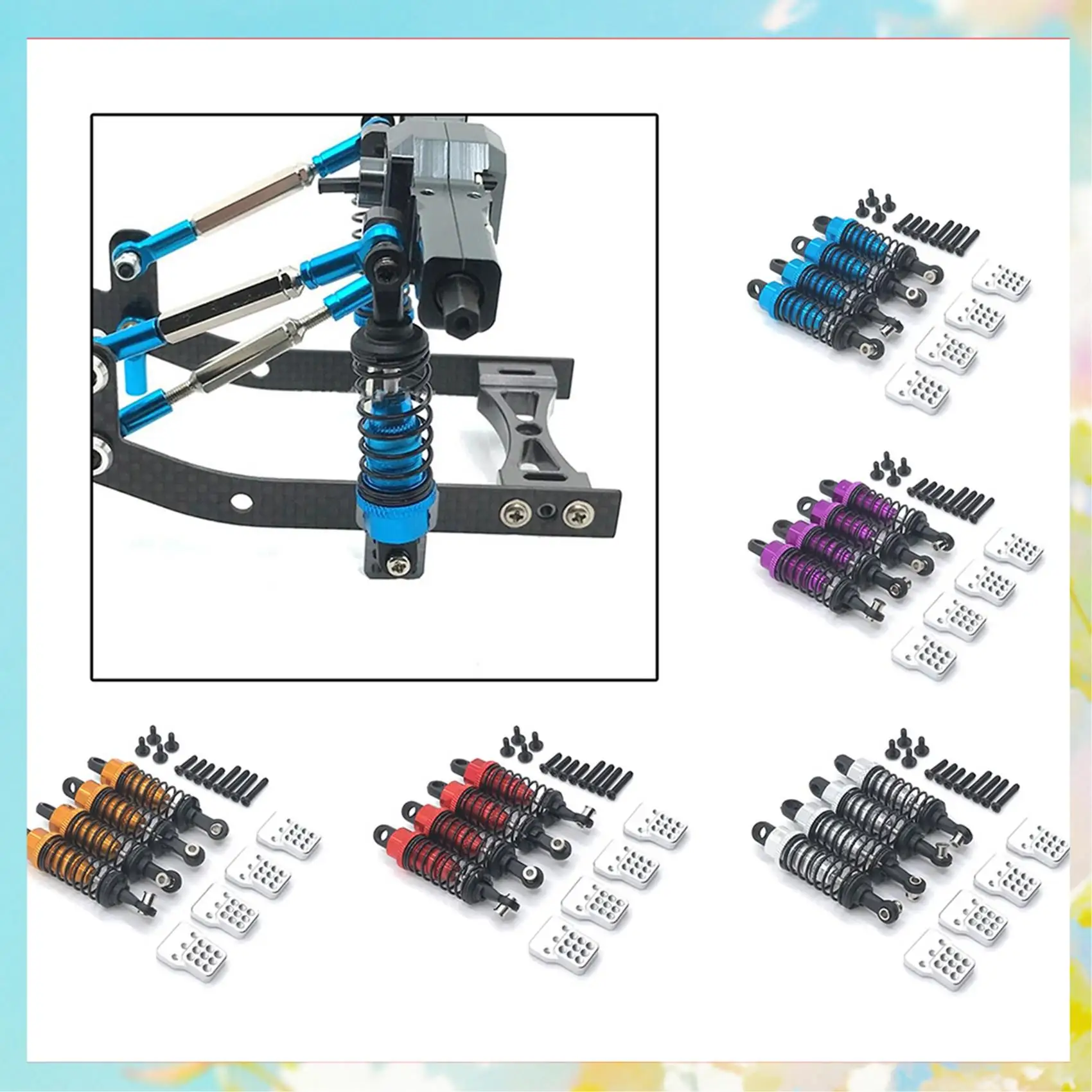 Hot Sale 8Pcs Metal Shock Absorber Damper With Extender Seat For WPL C14 C24 C34 MN D90 D99 MN90 MN99S RC Car Upgrade Parts,3