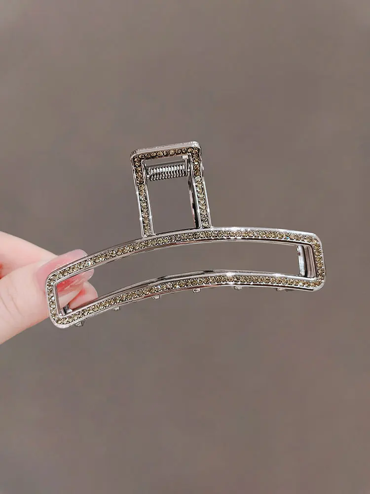 Premium sense imitation rhinestone grab clip back of head temperament shark clip hairpin hairpin