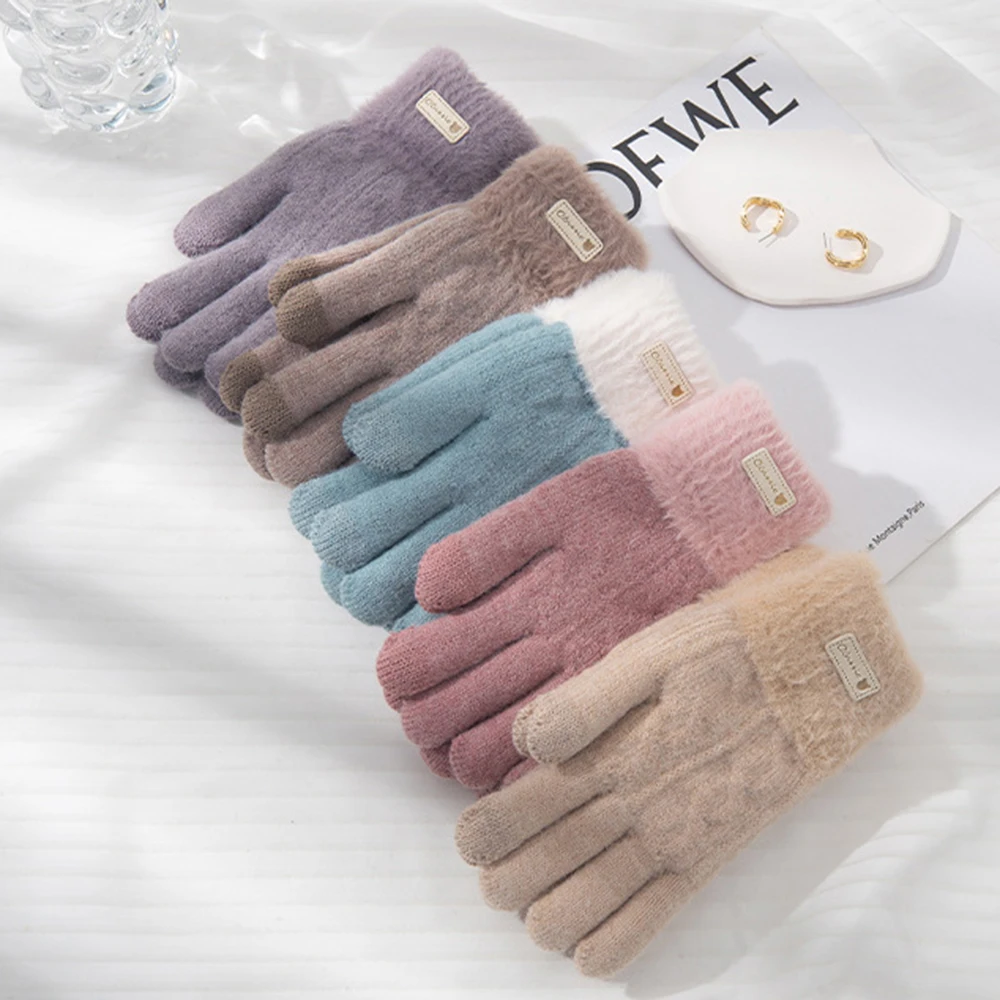 1 Pair Women Winter Gloves Five Finger Gloves Crochet Knitting Mitten Wrist Guards Stylish Arm Gloves Antifreeze Hand Warmer