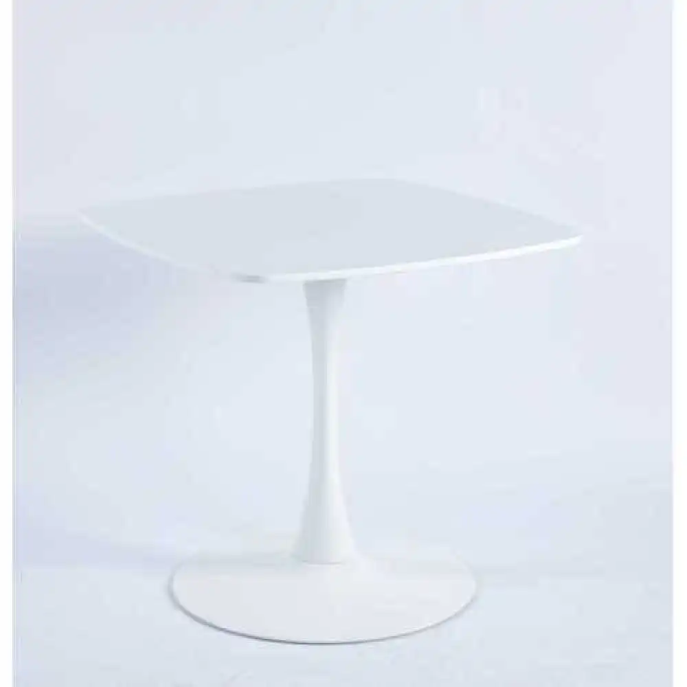

White Square Tulip Table 24\" (2-3), Metal Pedestal, Modern Small Space Dining (Matte White MDF)