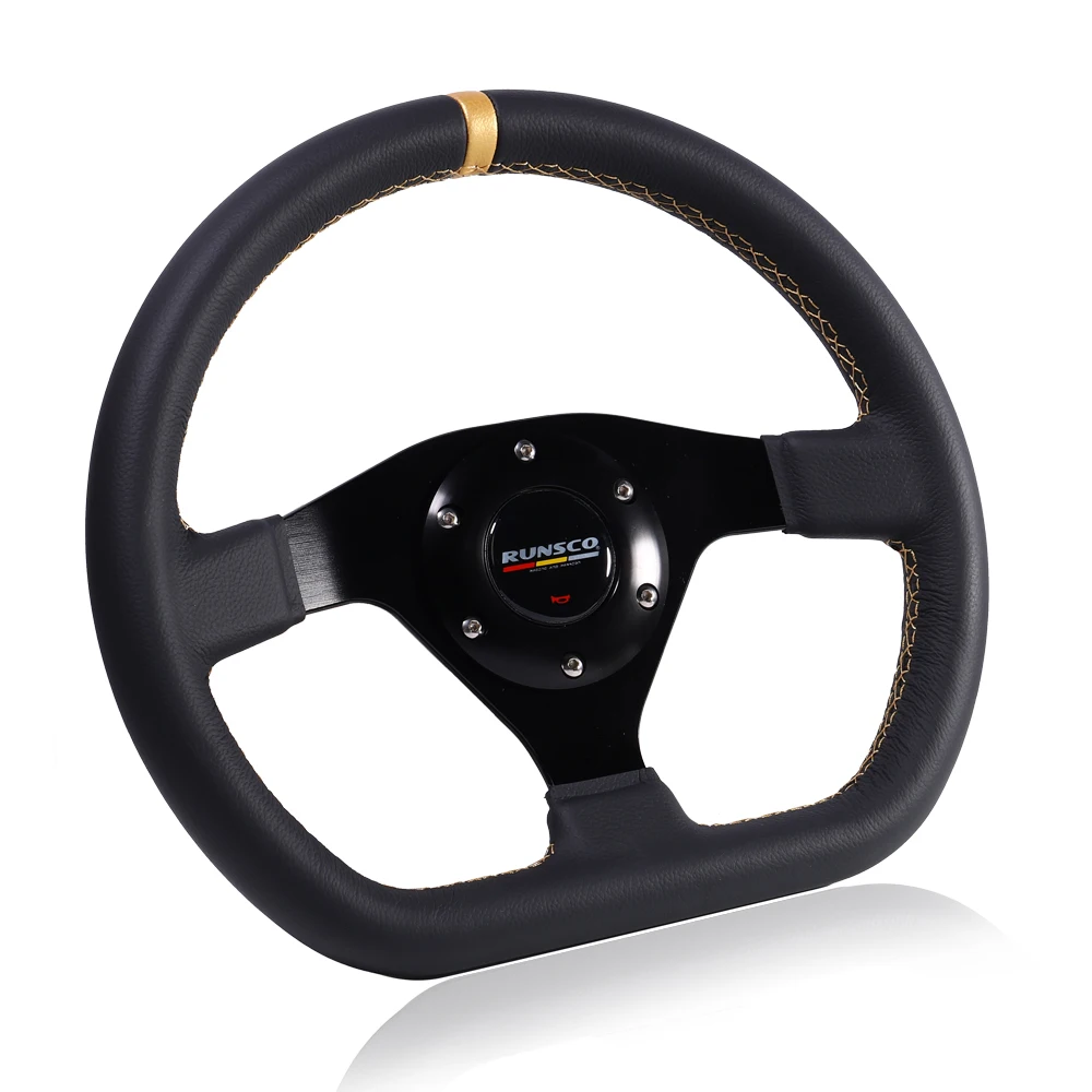 300mm Racing Steering Wheel Flat Leather Car Drift Pc GameSteering Wheel Control Universal  70PCD