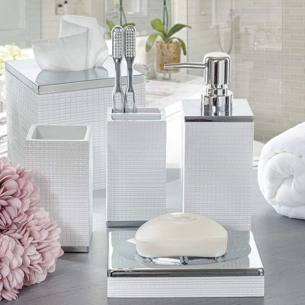 Elegant Square Tissue Box Cover for Modern Bathroom Decor, Decorative Holder with Creative Scents