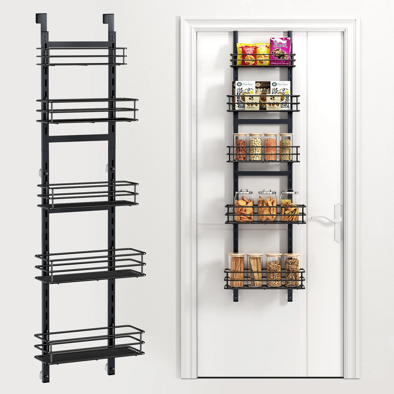 

Over the Door Hanging Spice Snakcs Storage Shelves Black Iron Sundries Rack Kitchen Cabinets Bathroom Organizer Home Accessories