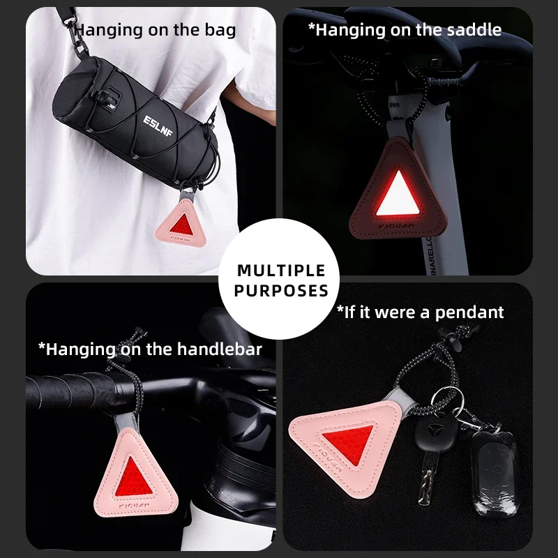 Bicycle Warning Reflector Night Riding High Brightness Warning Triangle Pendant Easy to Install Waterproof for Outdoor Commute