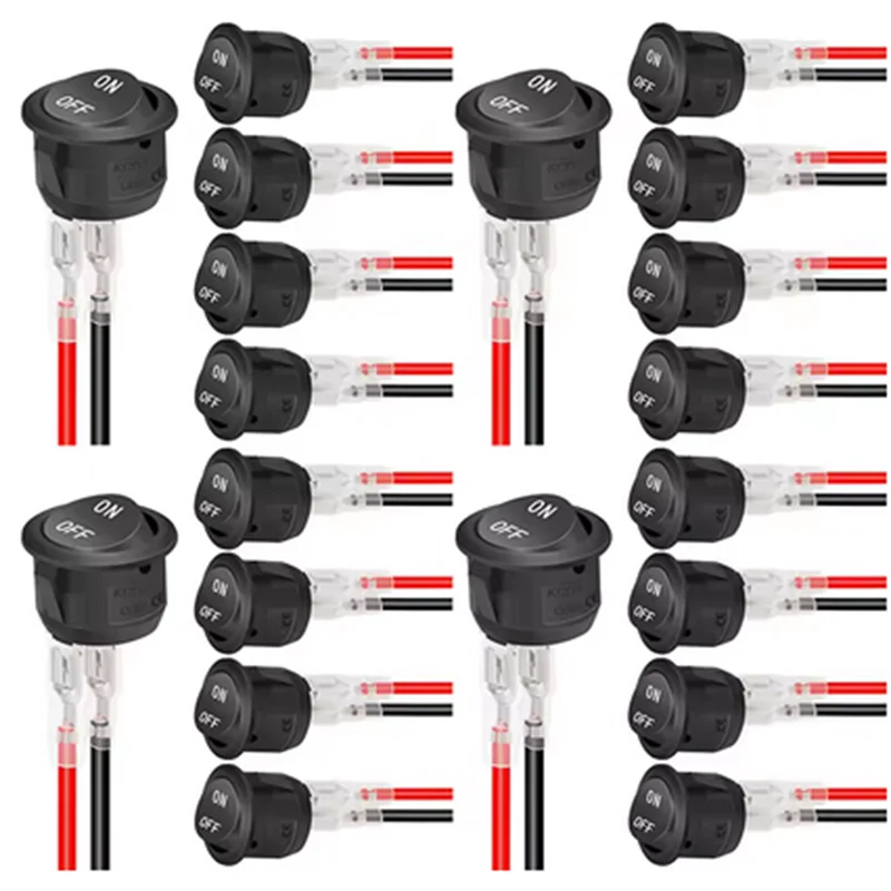12V Ronde Tuimelschakelaar AC 6A/250V 10A/125V SPST 2 Pin 2 Positie Aan/uit Tuimelschakelaar voor Auto Boot Automotive RV Zwart