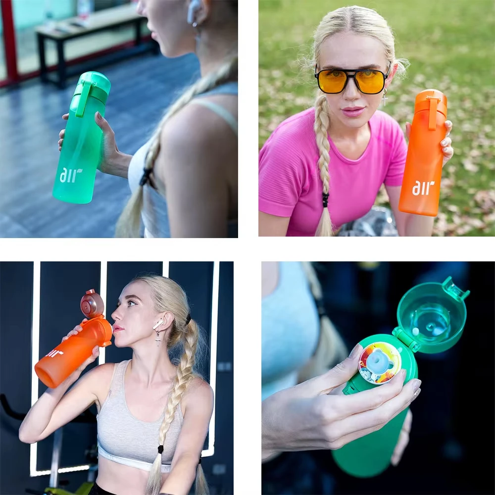 1pc new 800ml/27oz portable sports traw water bottle, equipped with 0 sugar and 0 calorie random 1pc fruit beverage flavor pods