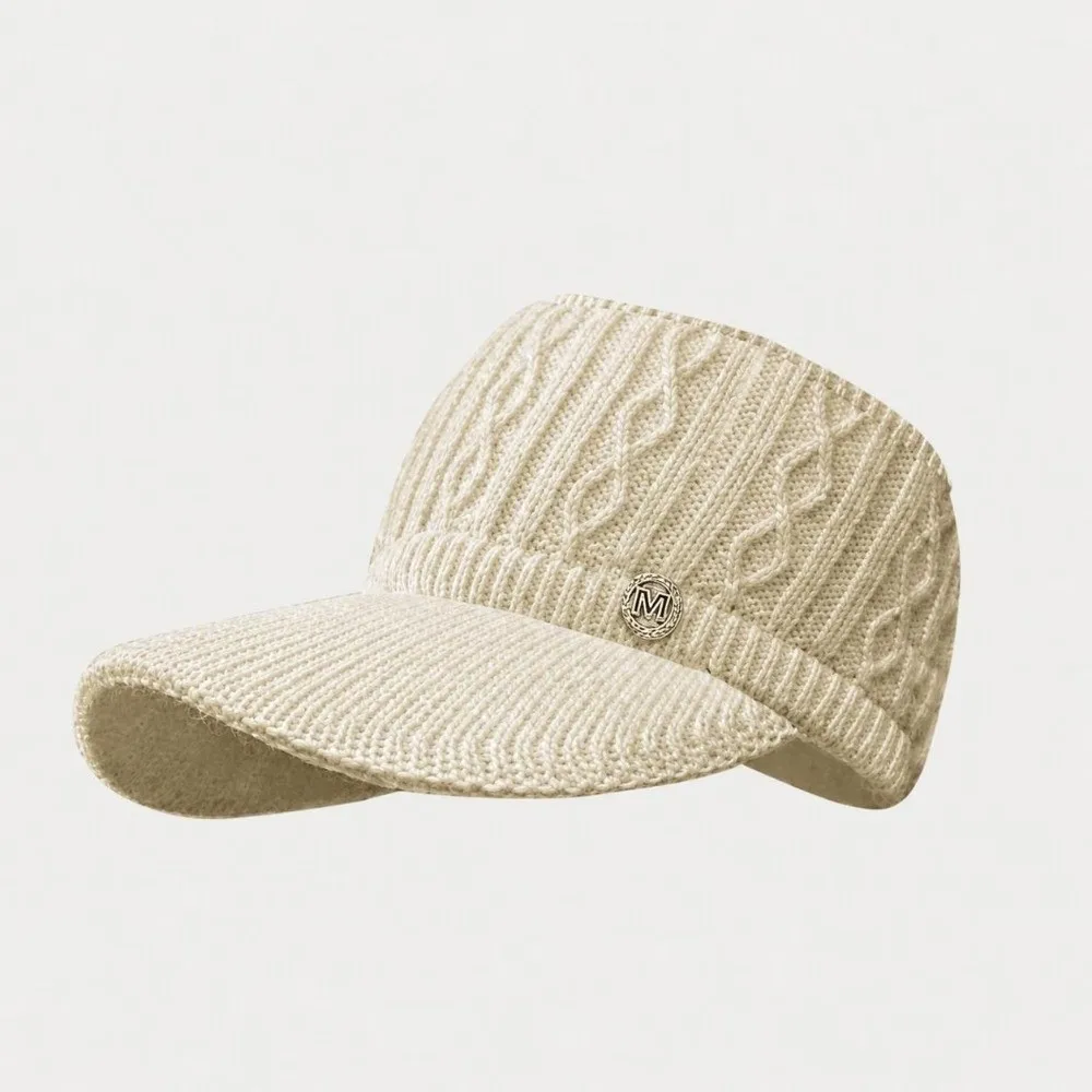 Fashionable Empty Top Duck Tongue Cap Lining Padded Warm Visor Cap Knitted Woolen Fabric Baseball Hat Travel