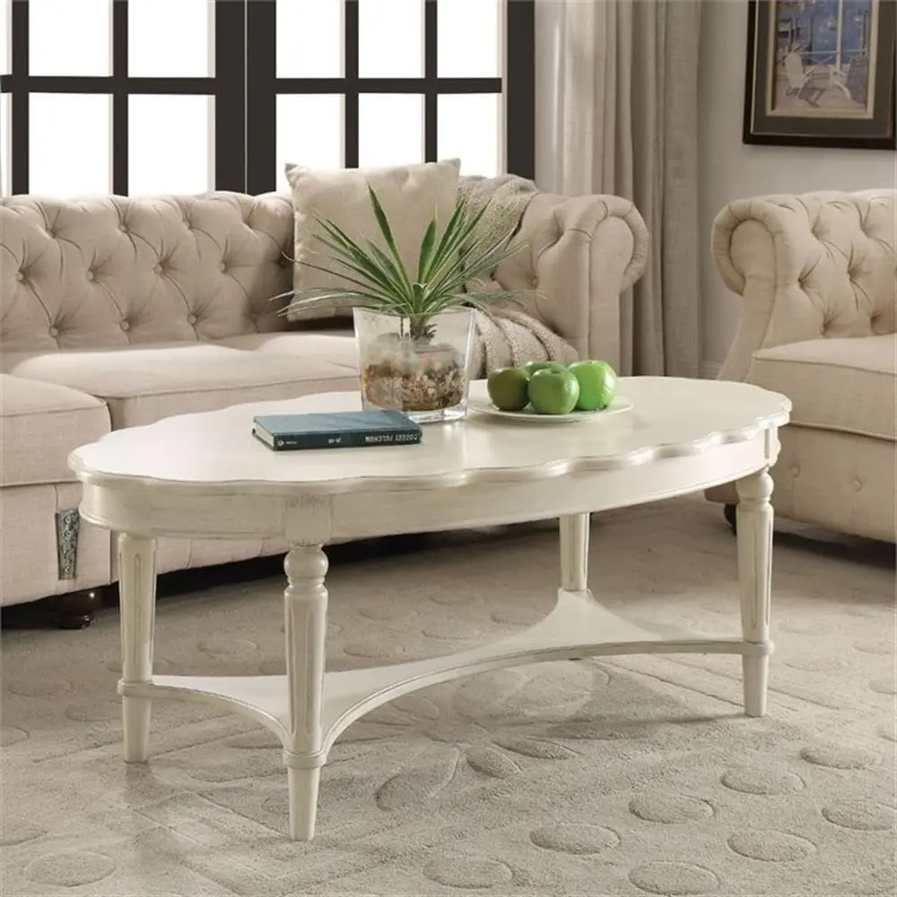 Mesa de centro oval Fordon em branco antigo