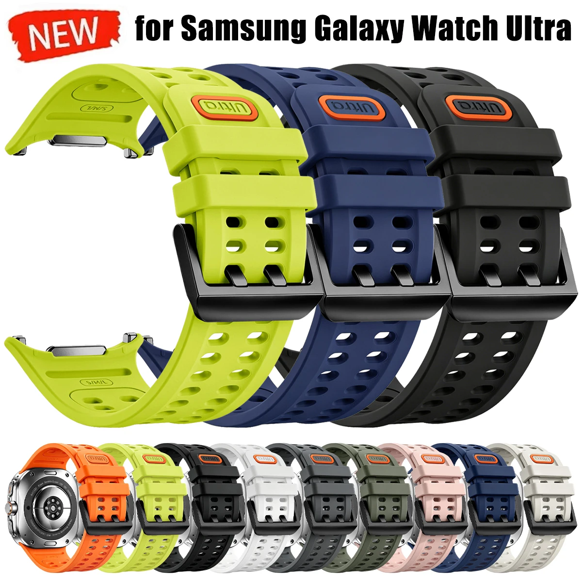 For Samsung Galaxy Watch Ultra 47mm Watch Band Sport Silicone Correa Bracelet For GalaxyWatch Ultra 2026 2025 Breathable Straps