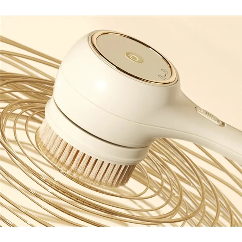 A84G-Waterproof Rechargeable Electric Body Brush, Long Dual Handle,For Bath& Body For Cleansing And Exfoliating