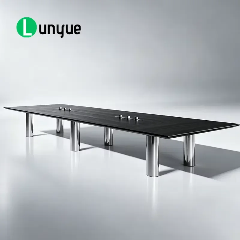 Premium Solid Wood Modern Conference Table for 8-12 People Executive Meeting Room Home Office with Cable Management and Power