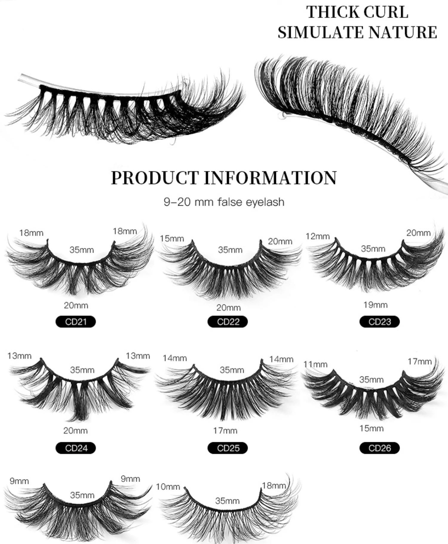 Fox Lashes Natural 3D Cat Eye Lashes Clear Stem False Eyelash Extension Makeup Faux Cils maquiagem Random Distribution