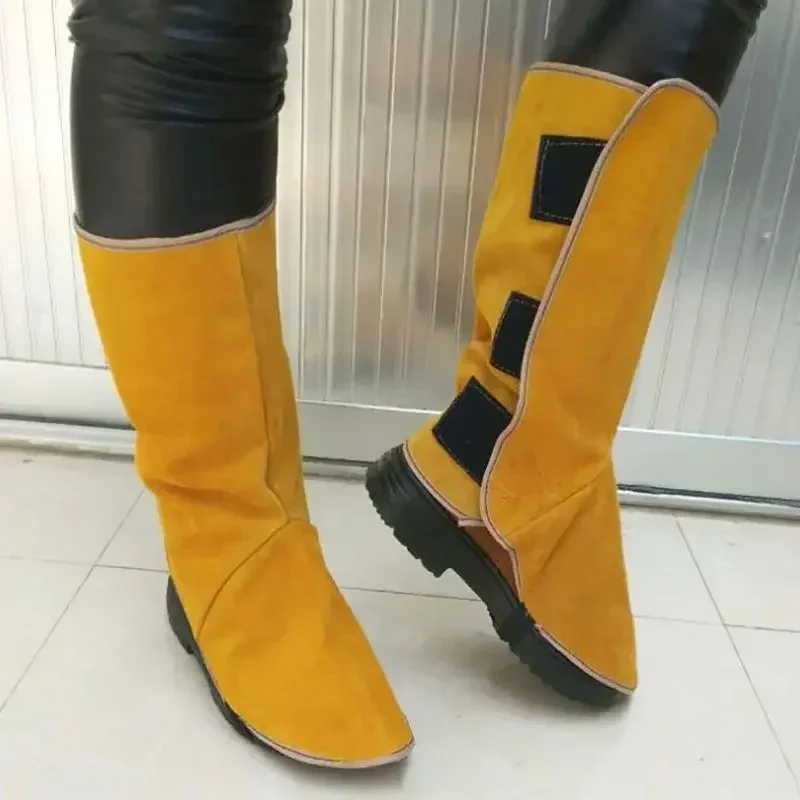 Sığır Derisi Deri Kaynak Kapakları 32 cm Uzun Kaynak Koruyucu Ayakkabılar Kaynakçı için Ayak Örtüsü, Aleve Dayanıklı Ayak Güvenliği Koruması