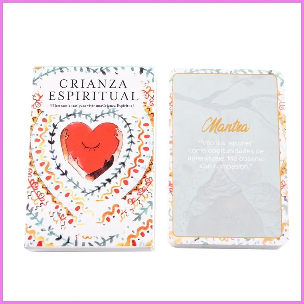 Crianza Espiritual Spanish Oracle Cards 6*8.9cm 40-Piece Spiritual Parenting Affirmation Deck, Watercolor Cards for Meditation