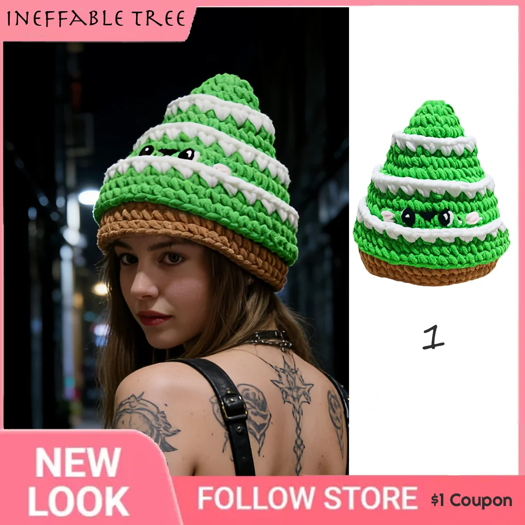 Hand‑Crochet Plush Christmas Hat Autumn Winter Warm Family Party Festival Costume Hat For Men Women Holiday Decor
