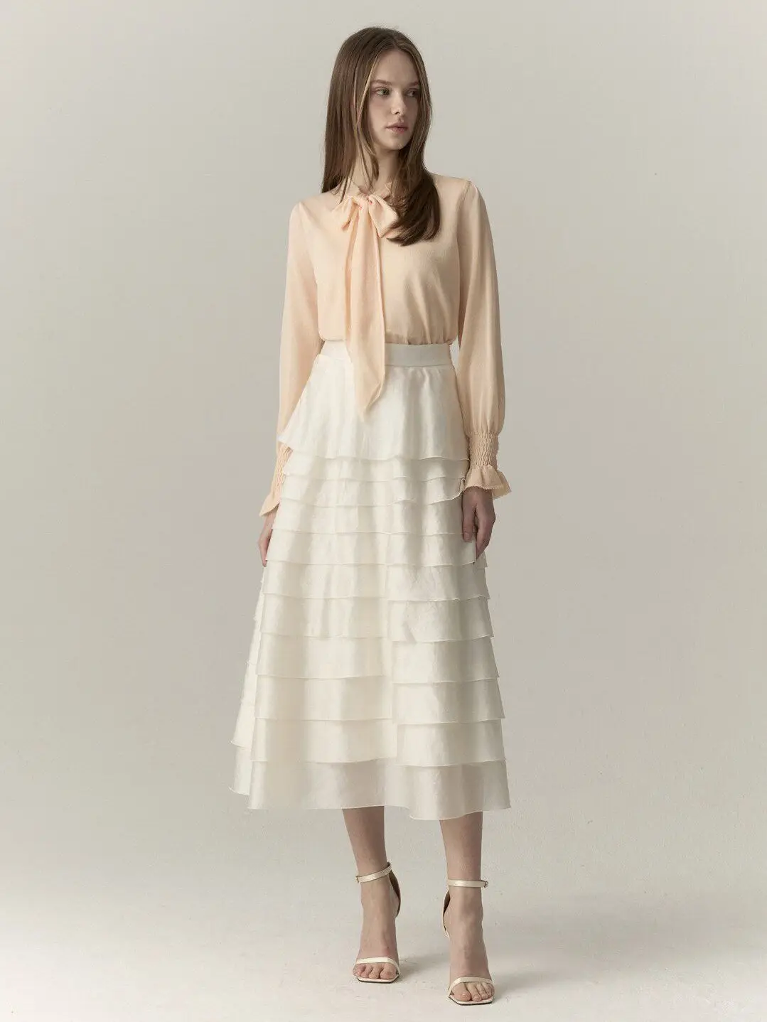 

Elegant Multi-Layer Tulle Bridesmaid Skirt And Blouse Set Women's High Waist Cake Style Half-length Summer Fashion Ensemble