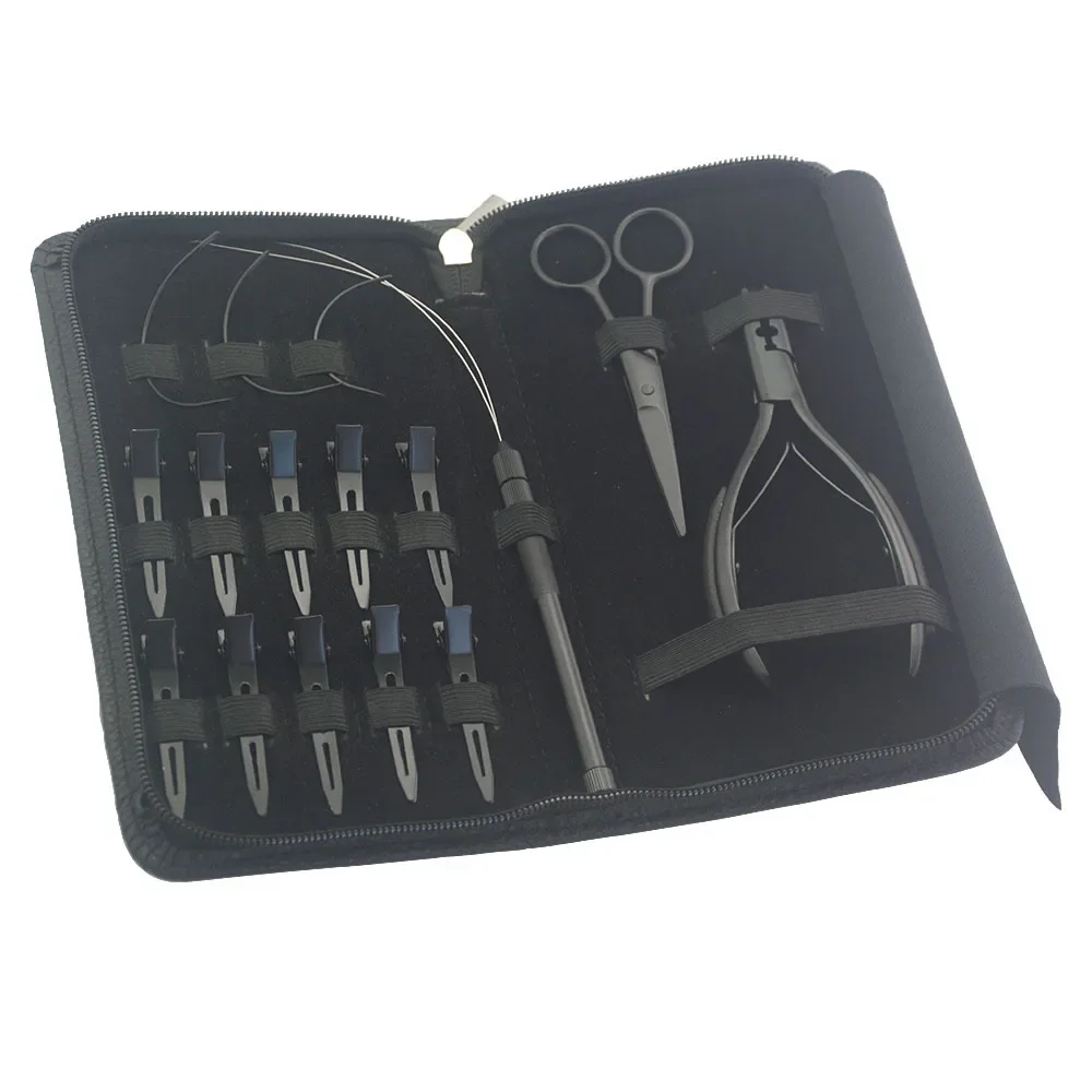 Hair Extension Pliers Set, Two Hole Hair Extension Pliers Stainless Steel Beading Machine Hook Shear Hairpin Curved Needle