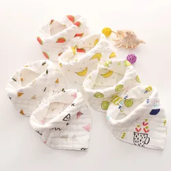 5Pcs Muslin Baby Bibs 100% Natural Cotton Soft Baberos Bebe Animal Bandana Infant Smock Burp Cloth Feeding Saliva Drool Towel