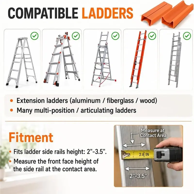 AB34-Ladder Covers For Gutter & Roof Protection, Non-Marring Standoff Bumper Pads, Anti-Slip Extension Ladder Accessories