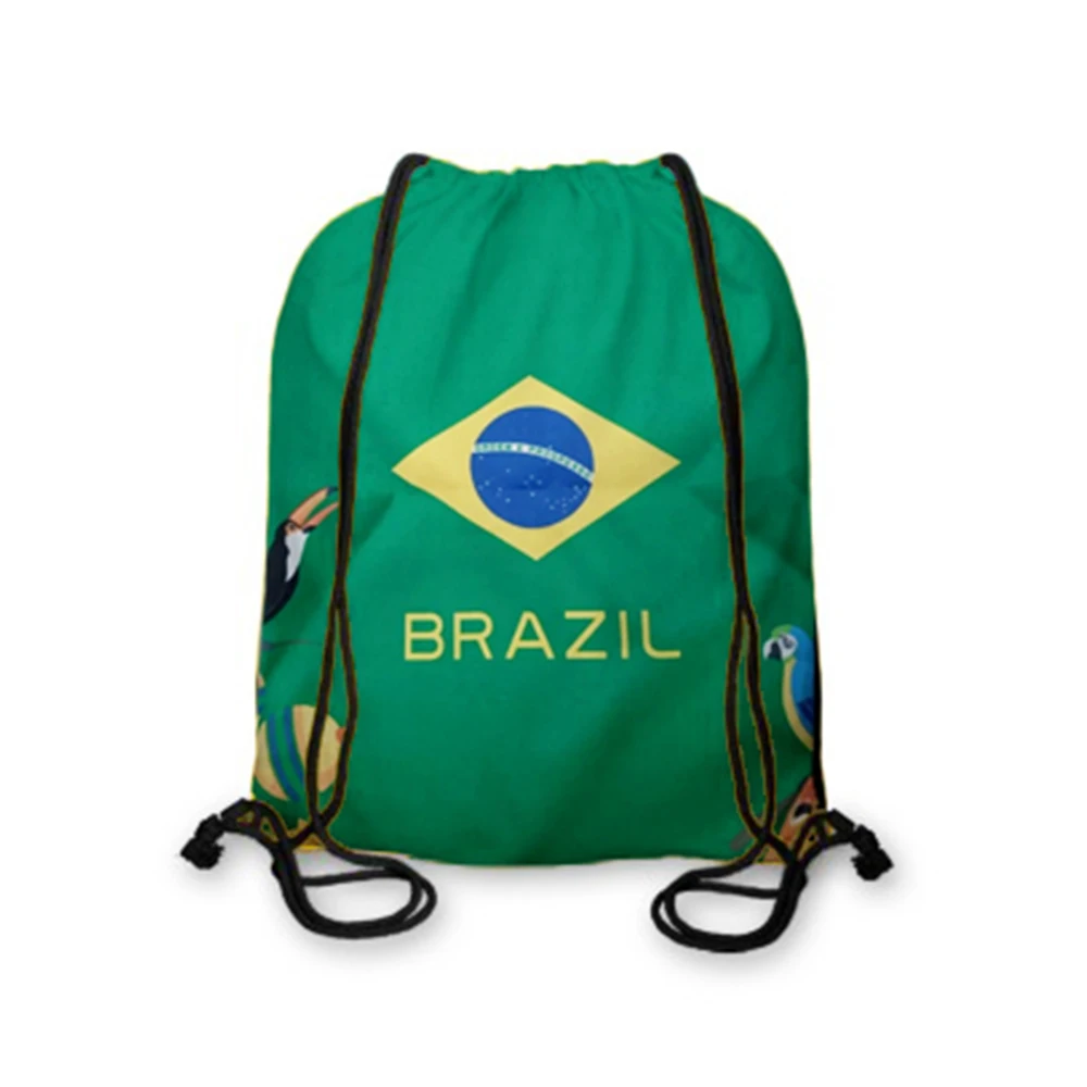 Country Football Soccer Fans String Drawstring Brazil National Flags Bags