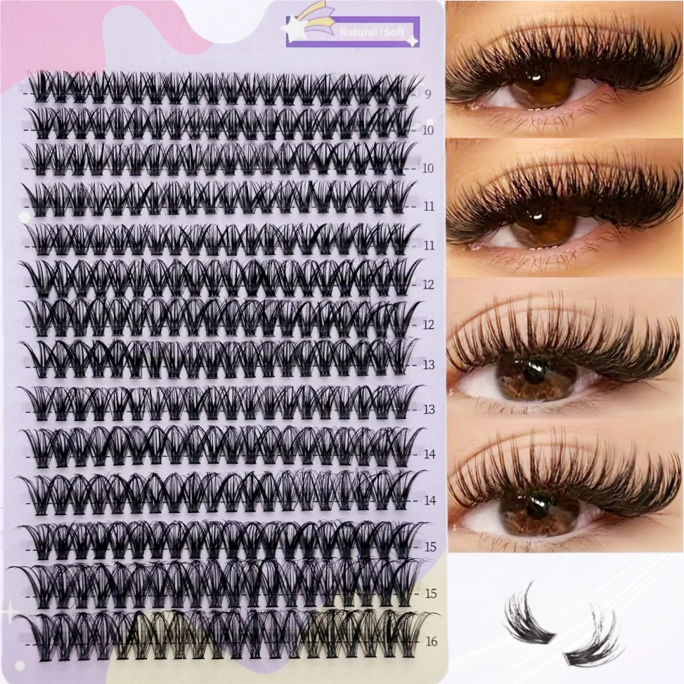 280 Pcs of Mixed-Length (8-16mm) - 3D Thick False Lashes, Suitable for Beginners. Ultra-Thin at 0.05mm, with Natural to Dramatic