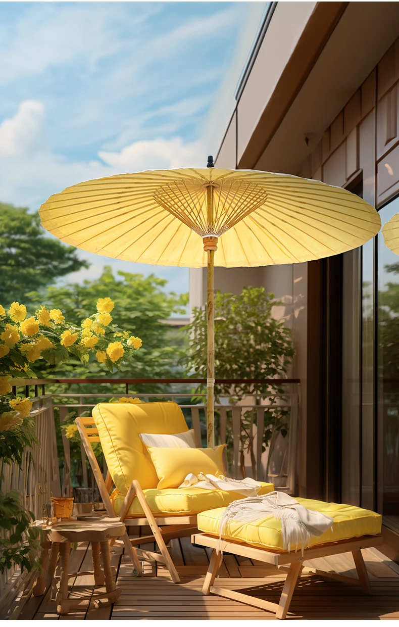 

Large outdoor parasol villa courtyard garden umbrella balcony outdoor stall Chinese oil-paper umbrella commercial folding