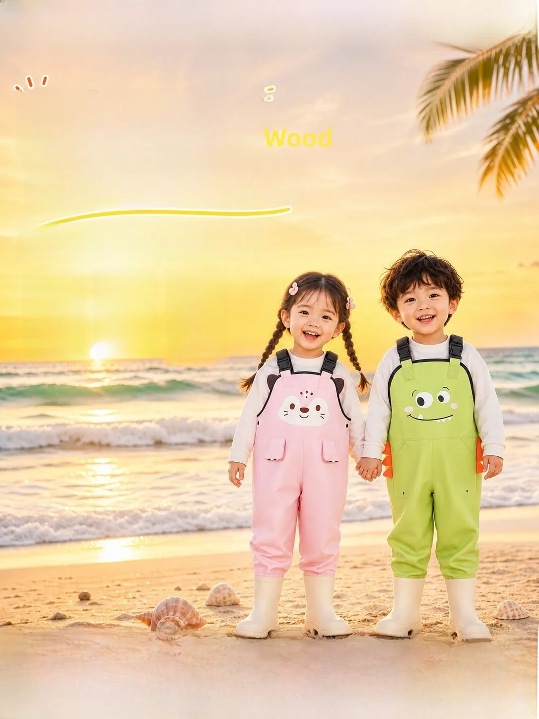 fishing-source-children's-overall-water-shoes-play-water-suit-wading-pants-rain-boots-spring-summer-autumn-unisex-pvc-material