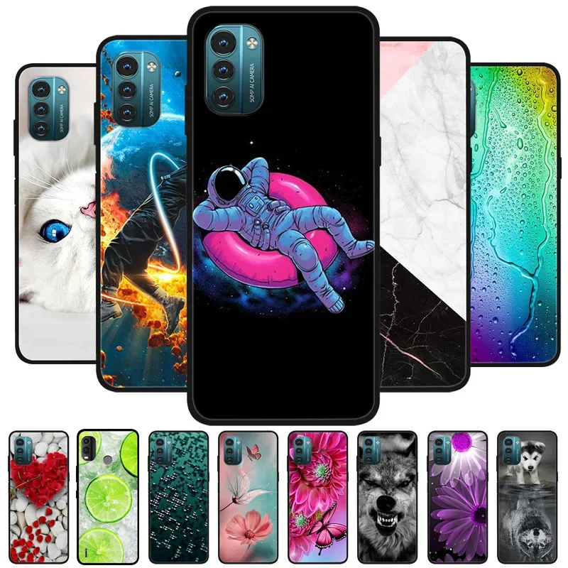Para Nokia G21 funda G11 parachoques suave TPU funda de silicona para Nokia G11 G21 NokiaG21 2022 TA-1418 fundas traseras de astronauta de flores