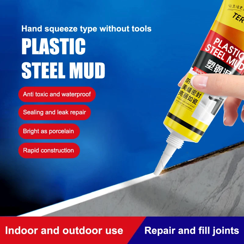 Waterproof Caulk for Kitchen & Bathroom, Easy-Apply Sealant to Prevent Leaks & Mold, Plastic Steel Glue for Sink, Toilet