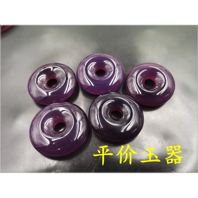 Cheap Jade Purple Agate Safety Buckle Pendant Purple Chalcedony Peace Buckle Pendant