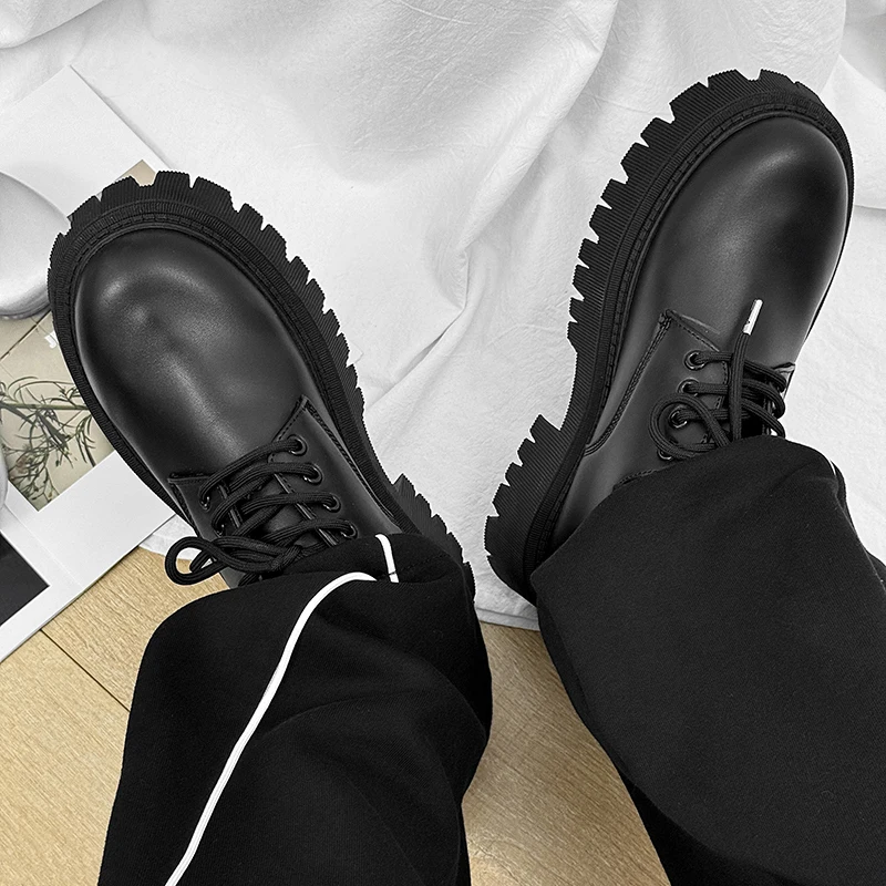 

Men's Double-color Laced Round-toe Large-sized Spring-autumn Durable High-impact High-quality Handmade Custom Shoes