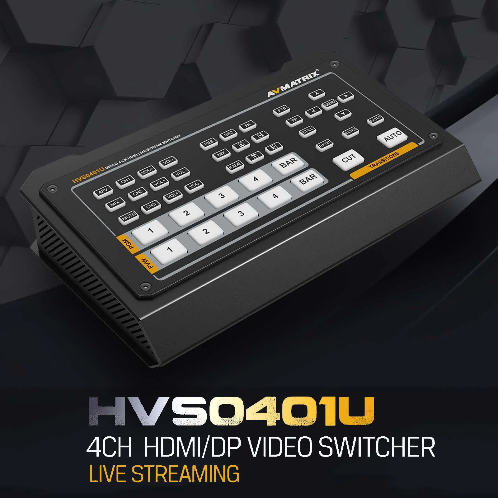 AVMATRIX 4-Channel for Multi Camera Video Switcher with 1080p Output Metal Construction CE/FCC Certified
