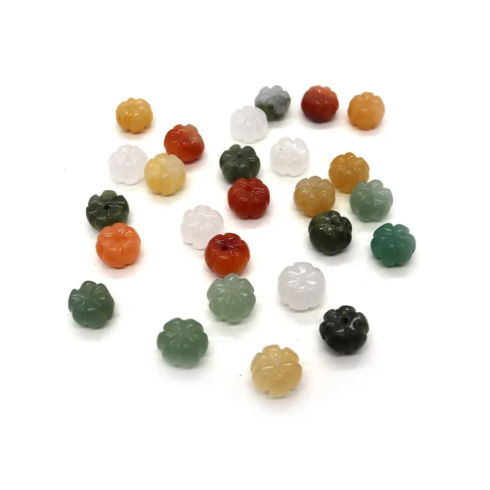 5pcs Natural Stone Red Agate Green Aventurine Pumpkin-shaped Cute Small Bead Suitable for Charm Men DIY Gift Jewelry Loose Beads