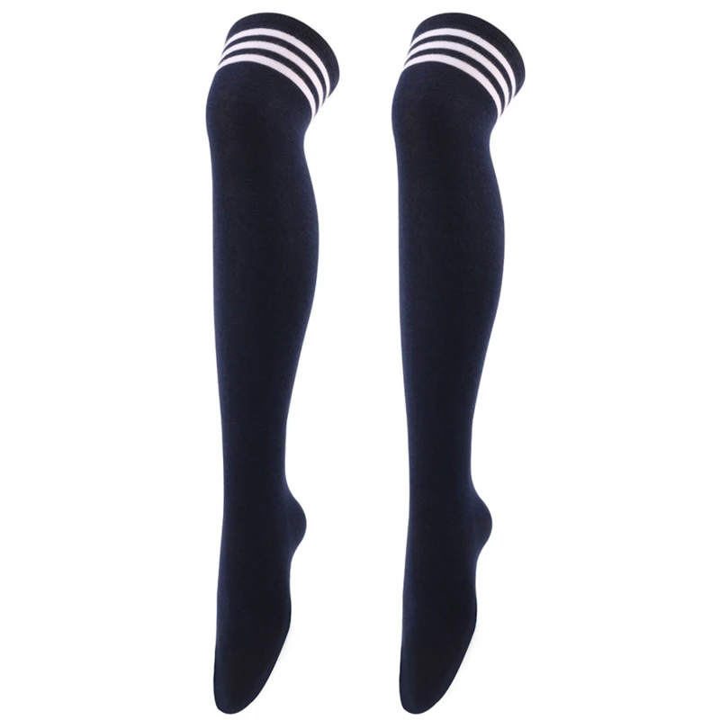 Schwarz/weiß gestreifte lange Socken für Damen, sexy Overknee-Oberschenkelstrümpfe, Overknee-Strümpfe, Damen und Mädchen, warme lange Röhrensocken ﻿ – Detail 26