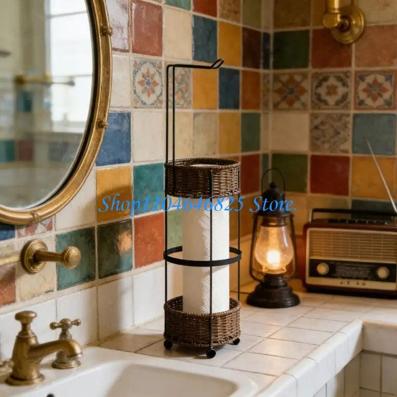 

Bathroom Tissue Stand with Portable and Simple Setups Iron Frame Tissue Holder Stand for Easyly Home Installation