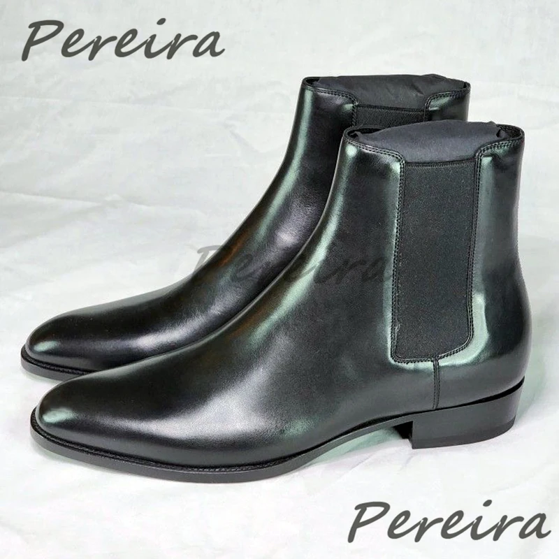 

Осенне-зимние мужские ботинки челси ручной работы в британском стиле, короткие ботинки из матовой кожи с острым носком, трендовая мужская обувь из воловьей кожи