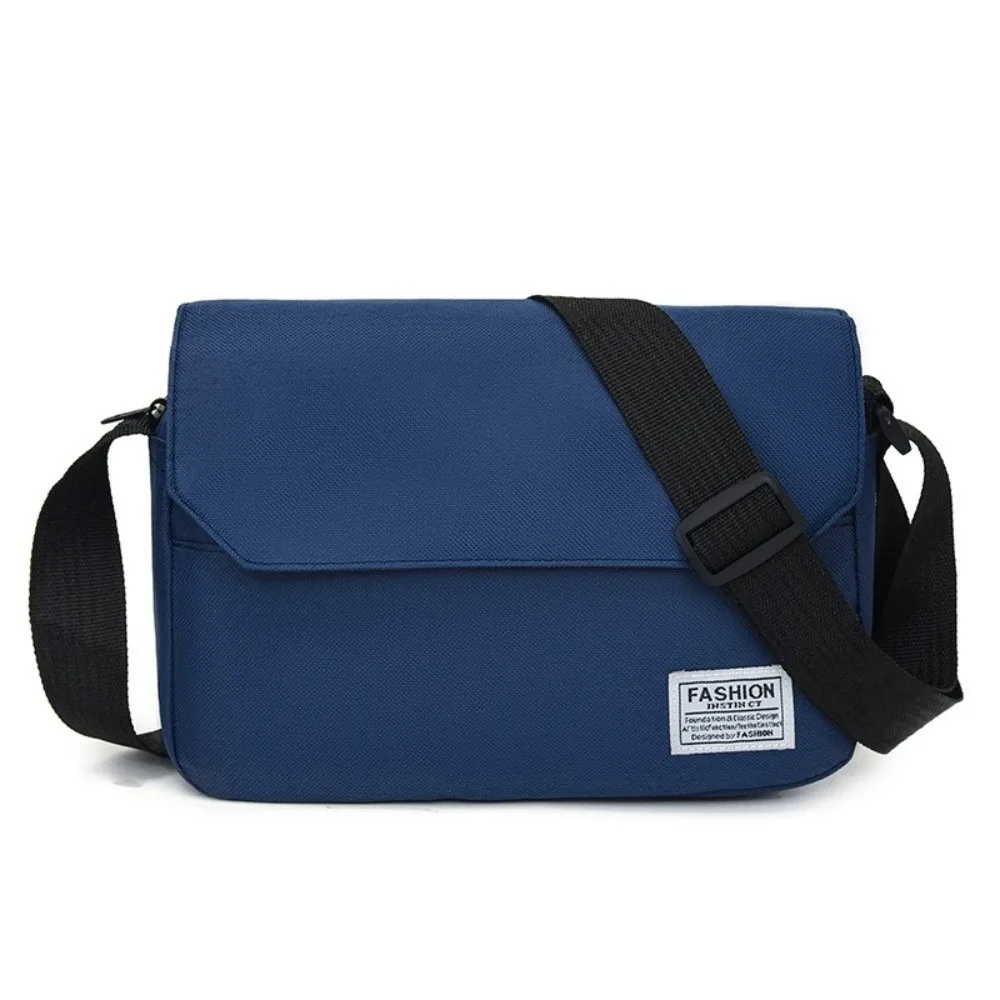 

Solid Color Men's Messenger Bag Large Capacity Minimalist Nylon Shoulder Bag Multi-pocket Adjustable Strap Crossbody Bag Office