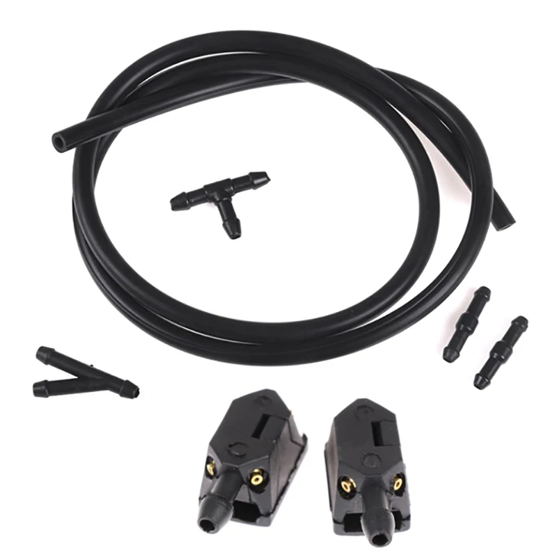 7Pcs/set Front Windscreen Wiper Arm Washer Nozzle Jets 2m Windshield Washer Nozzle Hose Tube With Connector T Y Straight