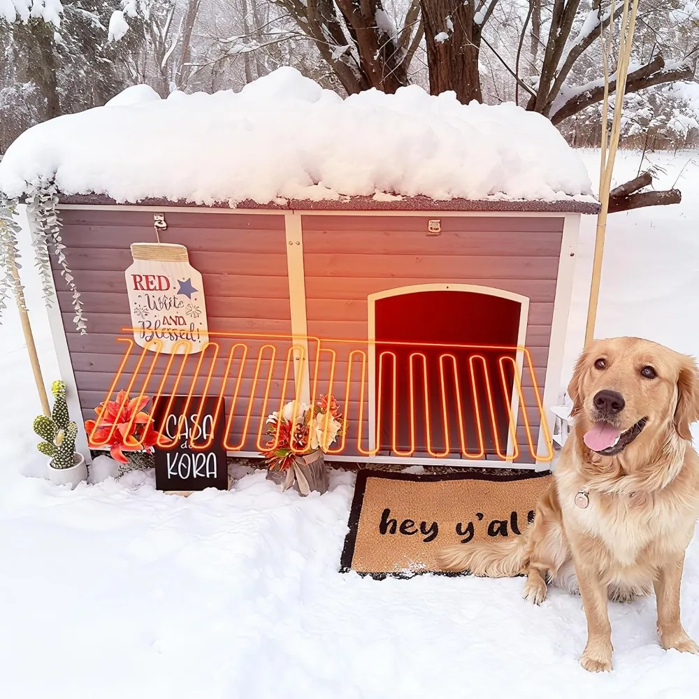Perrera grande con aislamiento para perros al aire libre, 59 pulgadas, marco de hierro, diseño a prueba de invierno