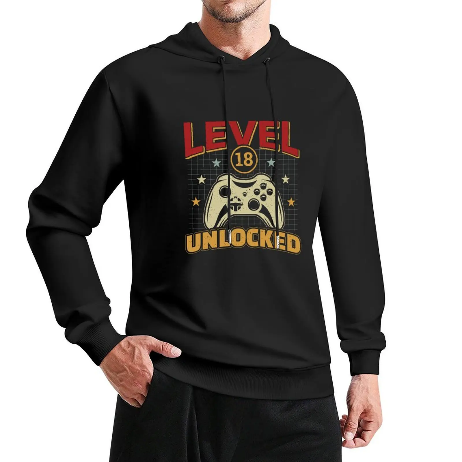 

18th Birthday Level 18 Unlocked Video Gamer Pullover Hoodie graphic t shirts men graphic hoodies