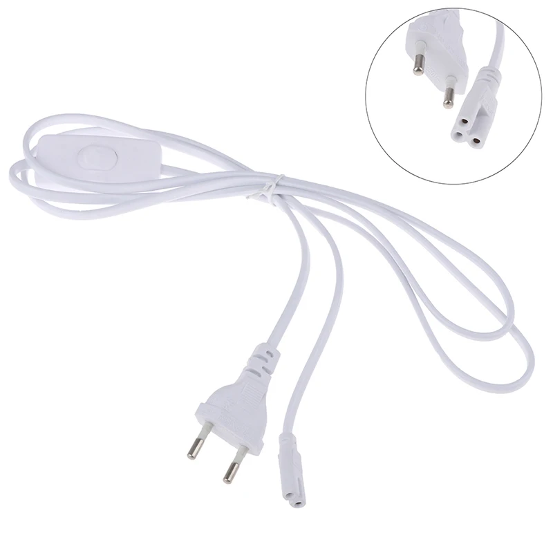 1.8m Power Cord Cables EU Plug Switch Cable For T5 LED Tube T8 Charging Wire Connection