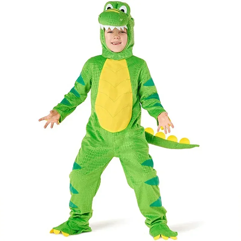 Kids Dinosaurs Costumes Purim Halloween Party Dress Up Boys Girls Animals Role Playing Outfit Dinosaur Jumpsuit Headgear