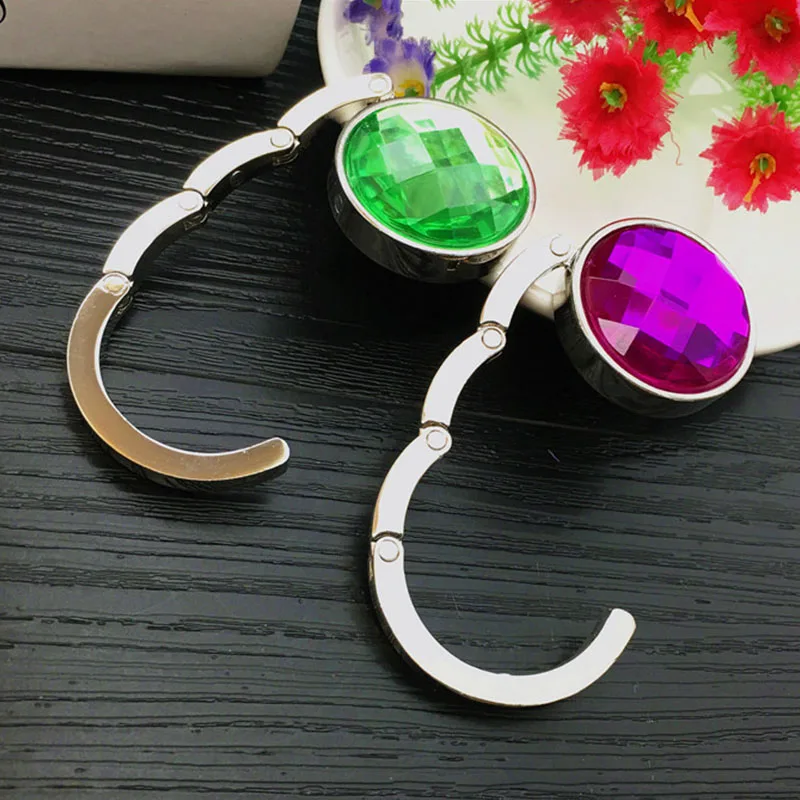 For Purse Bag hanger Portable handbag folding hanger holder hook for hanging Crystal Alloy magic hooks